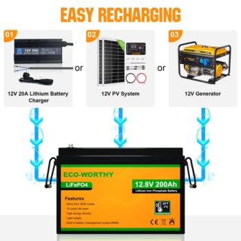 Батарея LiFePO4 12V 200Ah літій-залізо-фосфатна