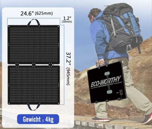 Портативна Сонячна панель 100Wp 18V Eco Worthy з контролером 5.6a